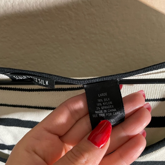 Stripe Sculpture Silk Blouse - Picture 2 of 3